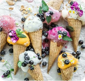 ice cream in cups